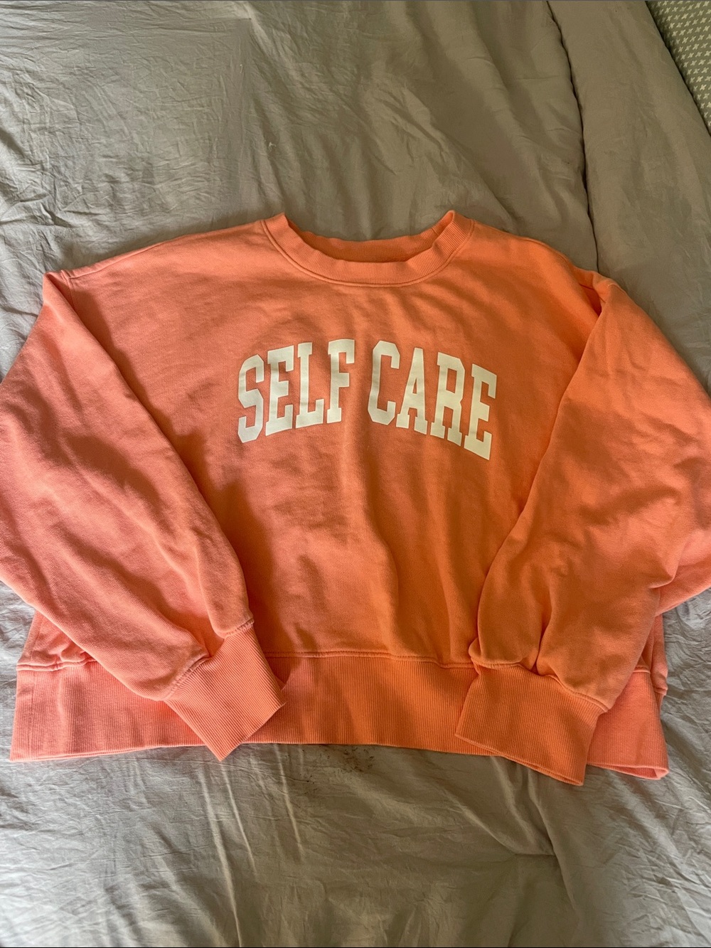 Old Navy Coral 'SELF CARE' Crewneck Sweatshirt